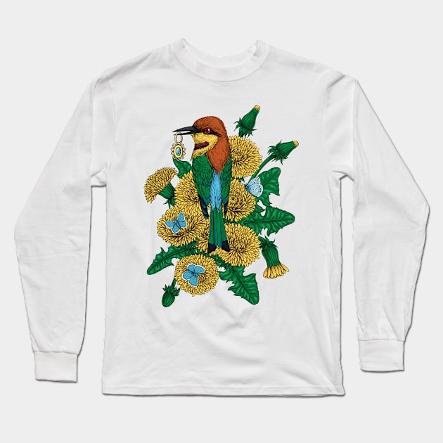 The bee eater with the golden pendant Long Sleeve T-Shirt by katerinamk